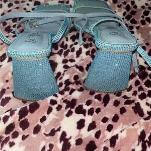 Elegant Blue Rhinestone Women's Heels